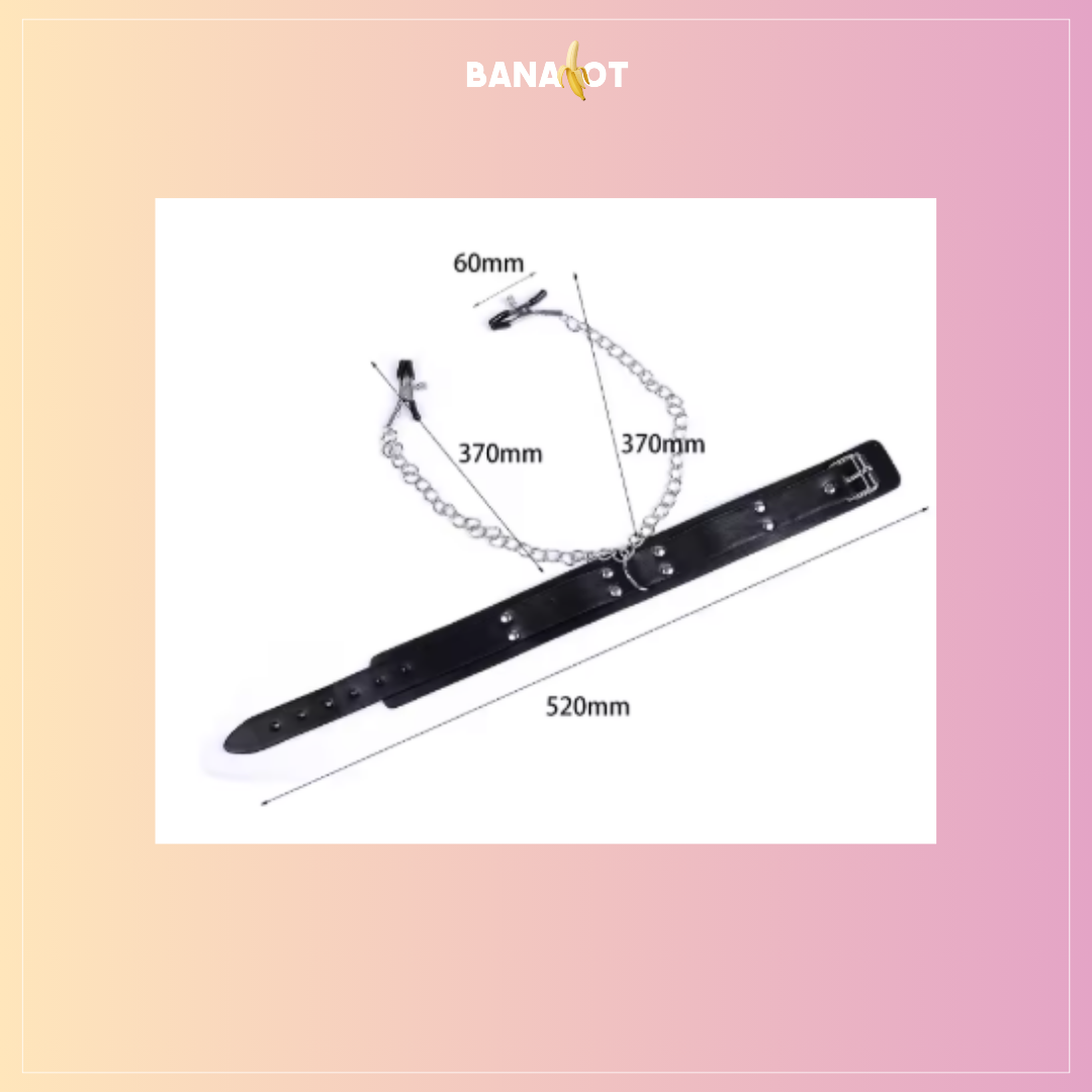 קולר שרשרת עם קליפסים לפטמות