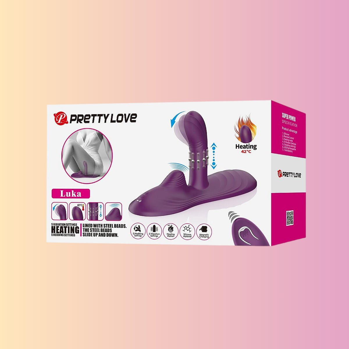 ויברטור רכיבה מתחמם רוטט וזז עם שלט Pretty Love Luka