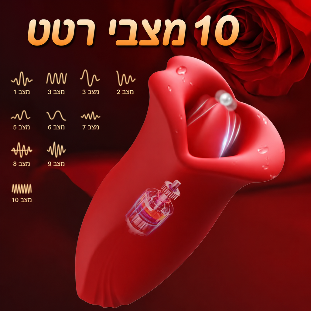 ויברטור עם לשון מלקקת ותנועות שפתיים